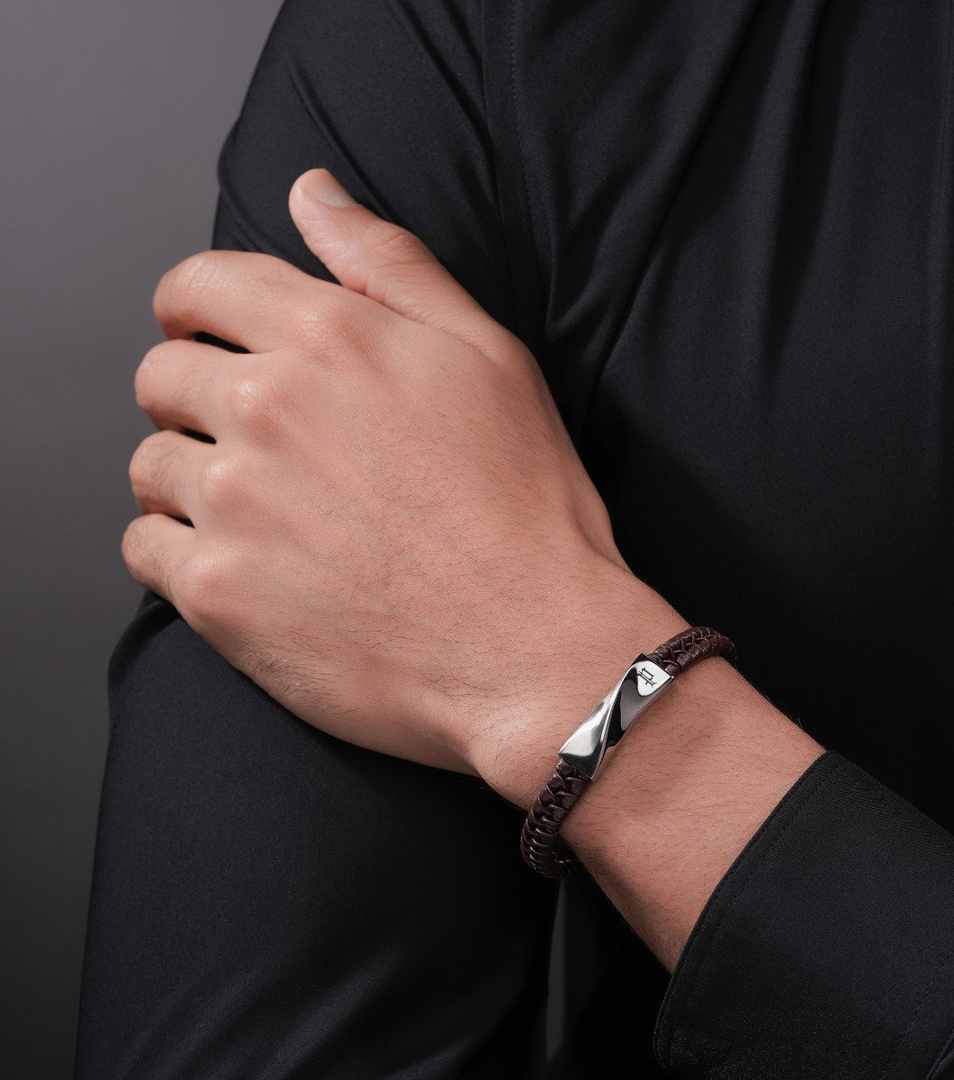 Police Contorto Men's Brown Leather Bracelet