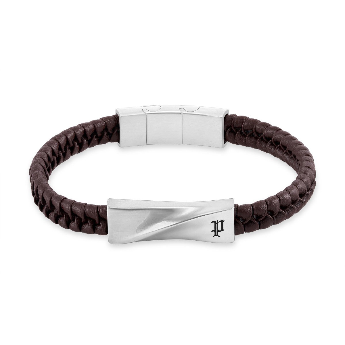 Police Contorto Men's Brown Leather Bracelet