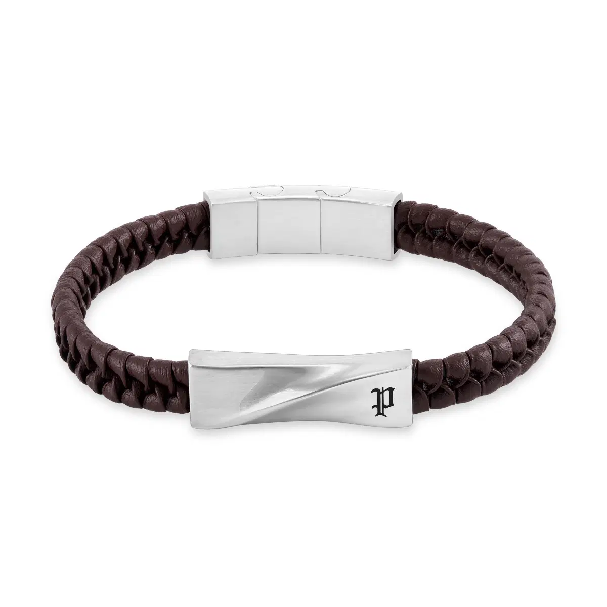 Police Contorto Men's Brown Leather Bracelet