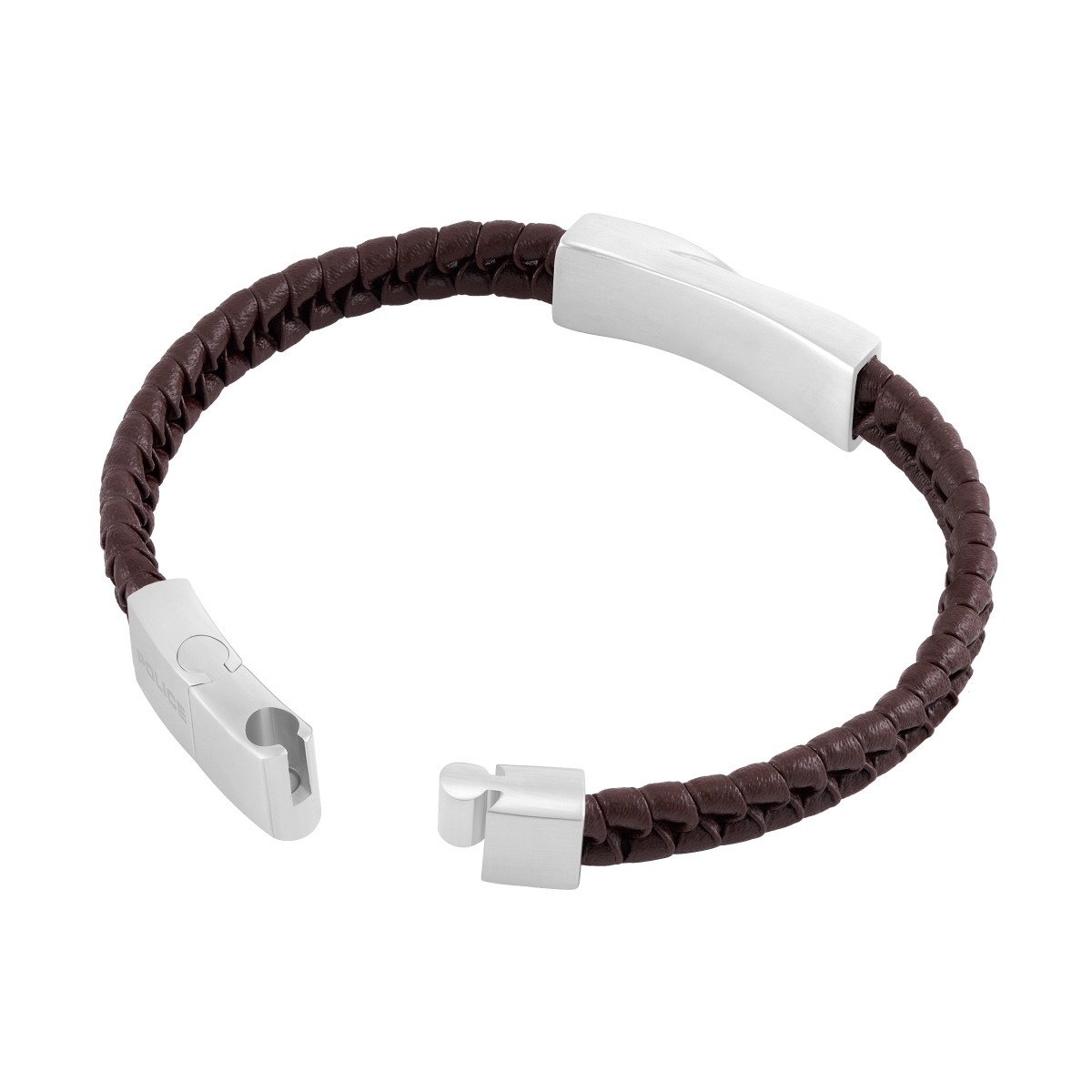 Police Contorto Men's Brown Leather Bracelet