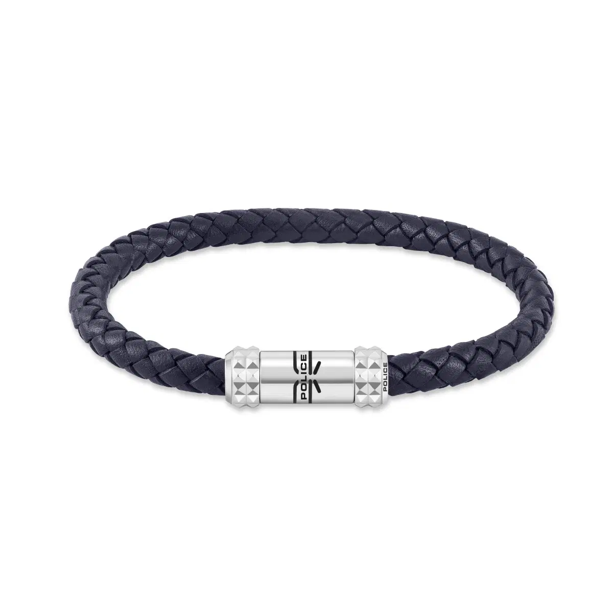 Police Ridgelace Men's Blue Braided Leather Bracelet
