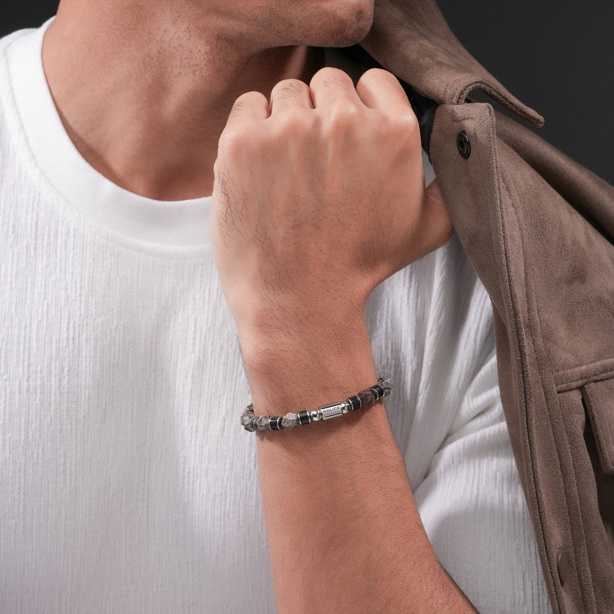 سوار بوليس روك كور رجالي بالخرز البني والأسود