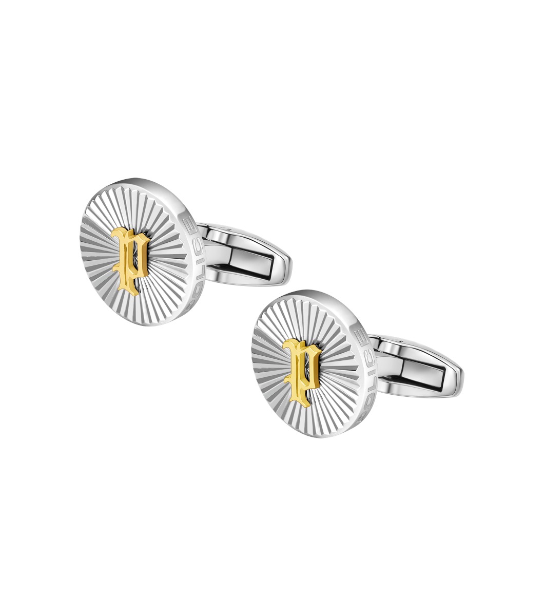 Police Ridge Cufflinks for Men Silver & Gold