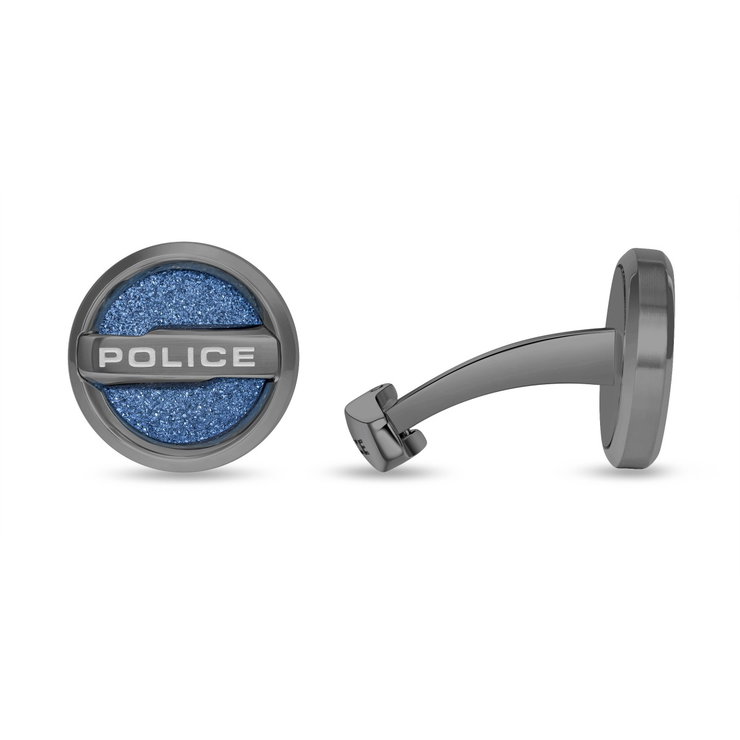 Police Orbium Cufflinks for Men Gunmetal & Blue