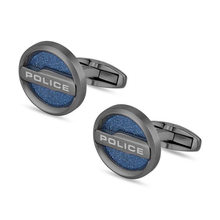 Police Orbium Cufflinks for Men Gunmetal & Blue