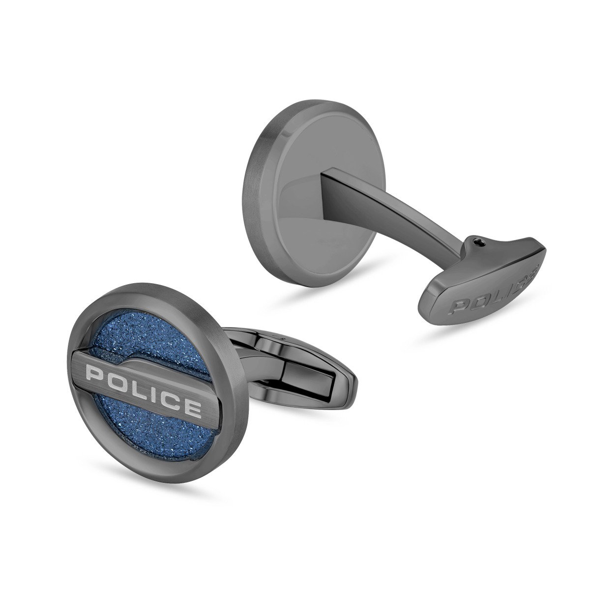 Police Orbium Cufflinks for Men Gunmetal & Blue