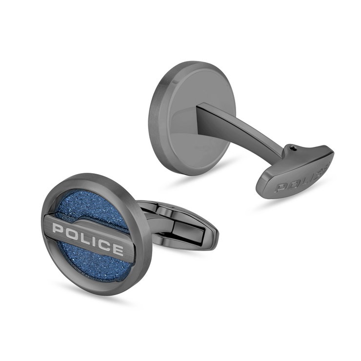 Police Orbium Cufflinks for Men Gunmetal & Blue