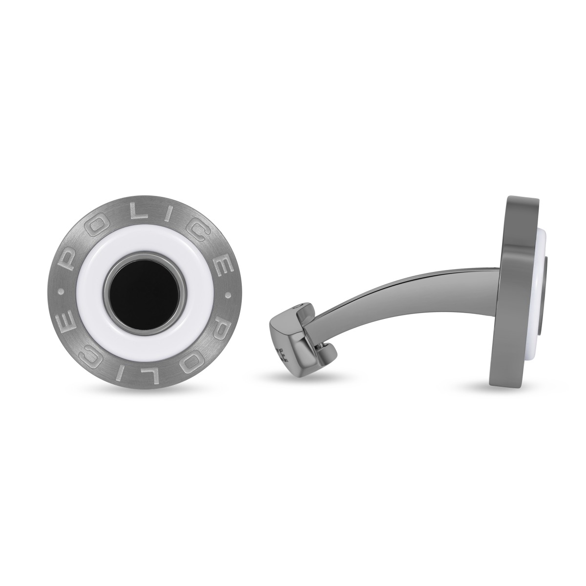 Police Revolve Cufflinks for Men Gunmetal & White