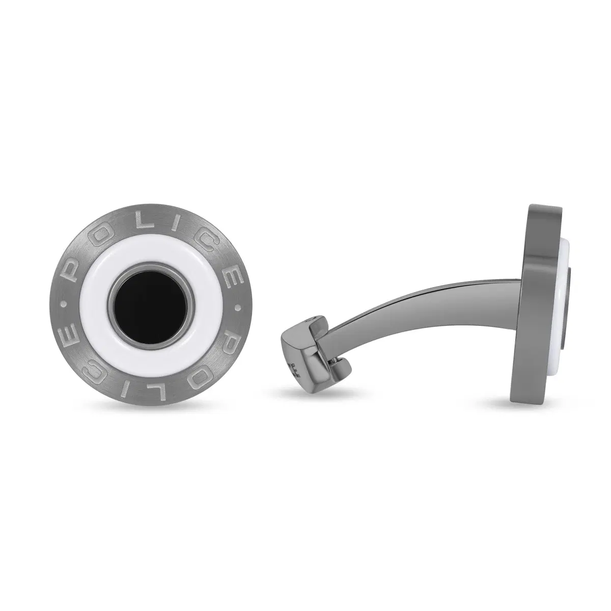 Police Revolve Cufflinks for Men Gunmetal & White