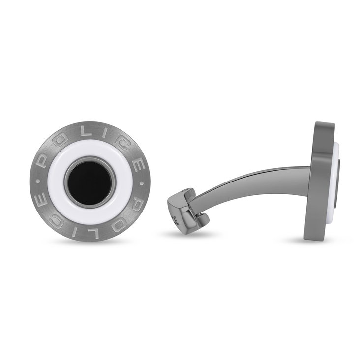 Police Revolve Cufflinks for Men Gunmetal & White