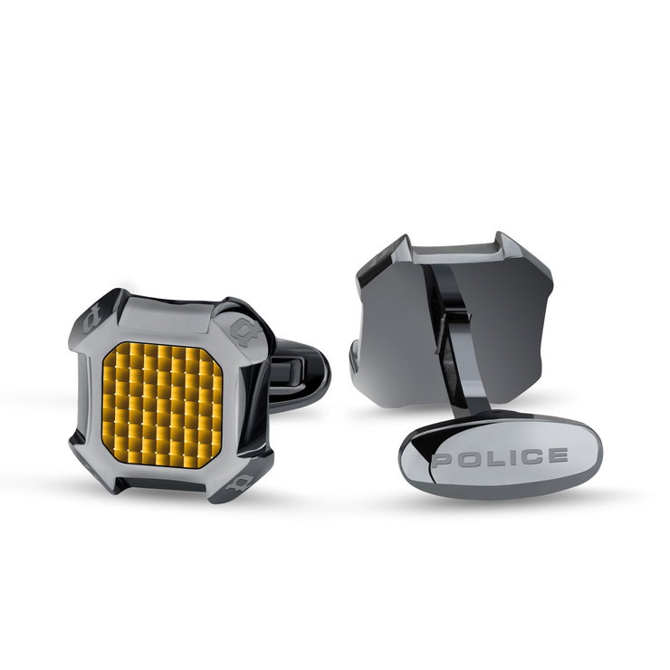 Police cufflink for men steel gun metal , gold