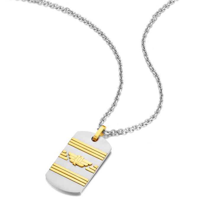 Police REVELRY necklace for men steel silver , Gold
