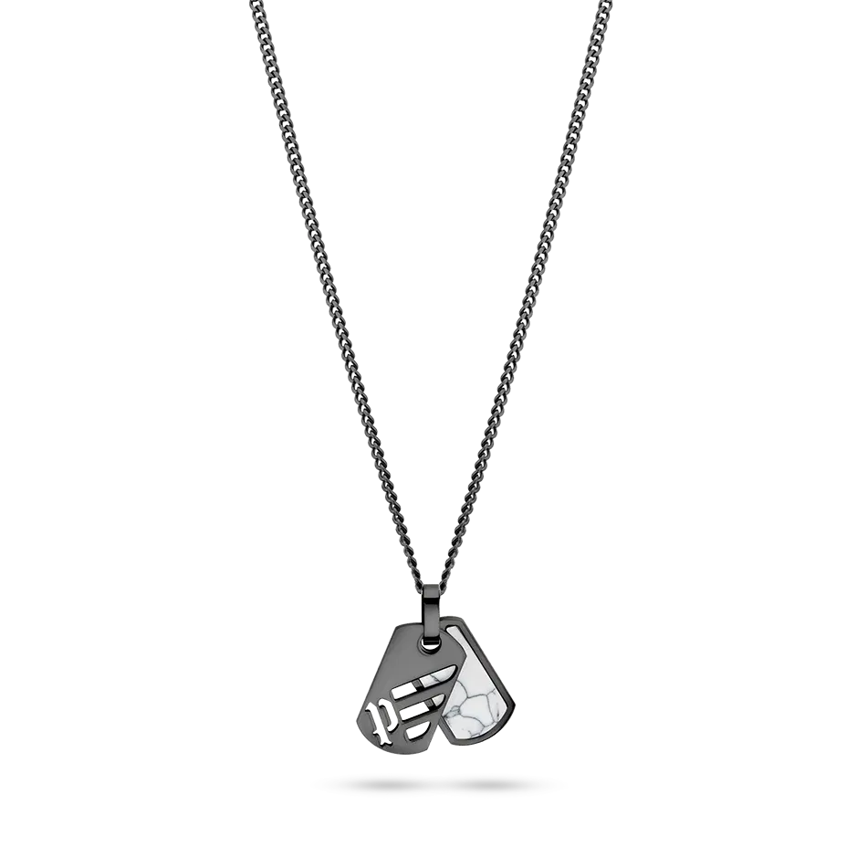 Police LATTITUDE necklace for men gun metal