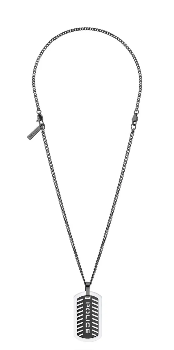 Police LATTITUDE men necklace stainless steel shiny black