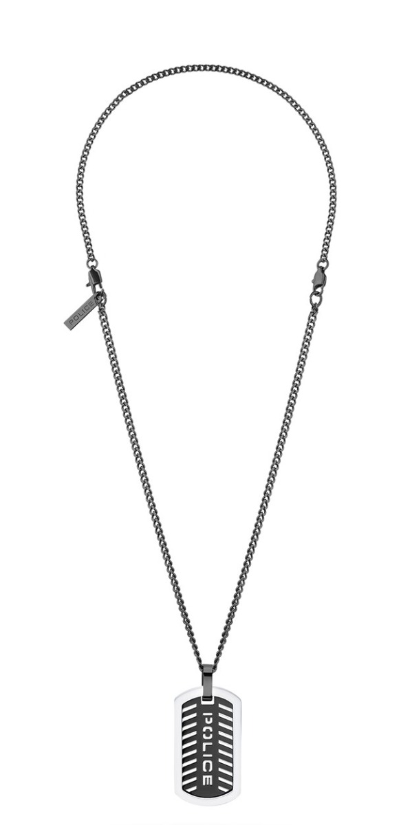 Police LATTITUDE men necklace stainless steel shiny black