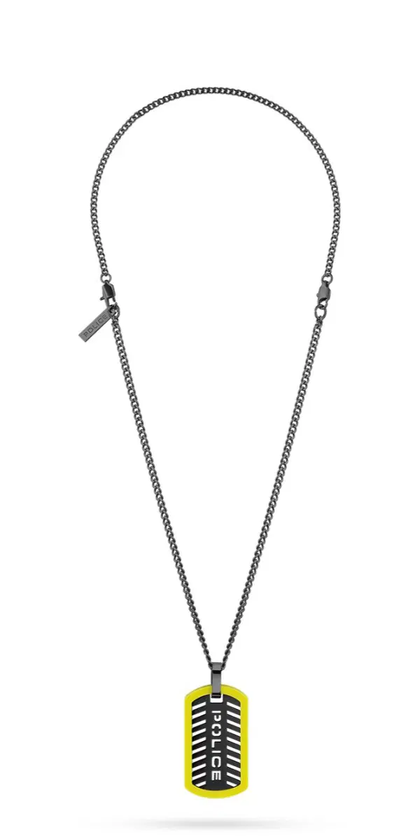 Police LATTITUDE men necklace stainless steel black , Yellow