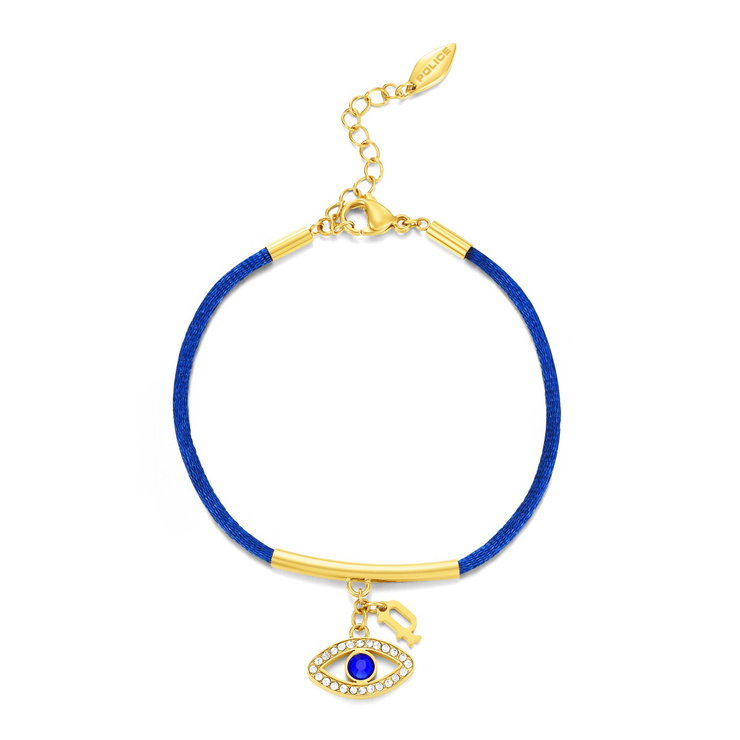Police EYE ladies bracelet steel gold with blue Naylon