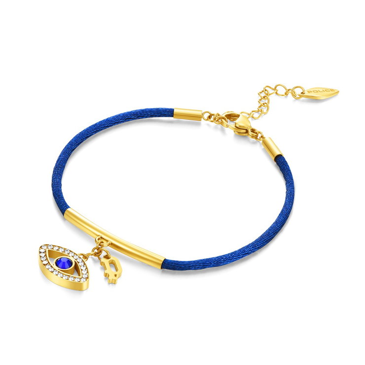 Police EYE ladies bracelet steel gold with blue Naylon