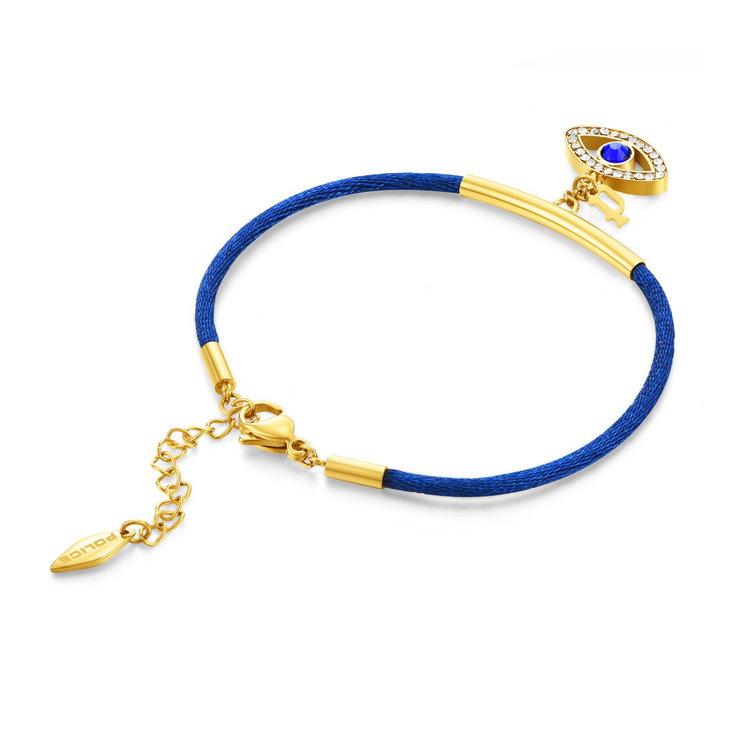 Police EYE ladies bracelet steel gold with blue Naylon