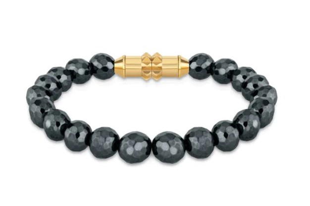 Police women gold bracelet with black beads 