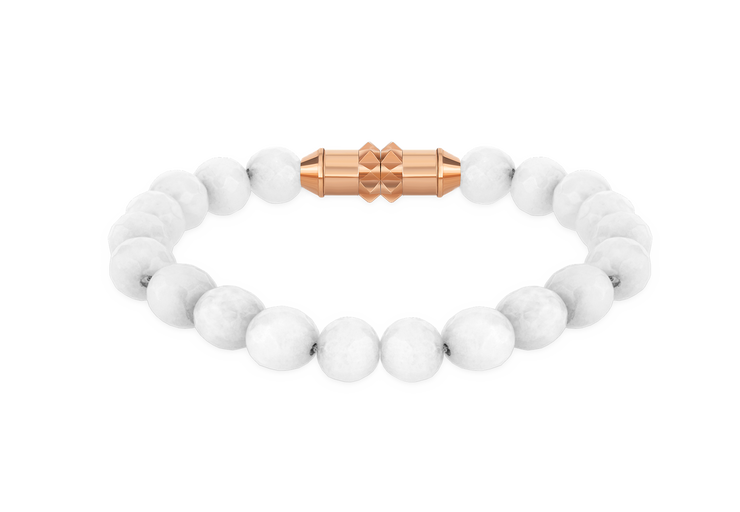 Police bracelet for women rose gold with white beads