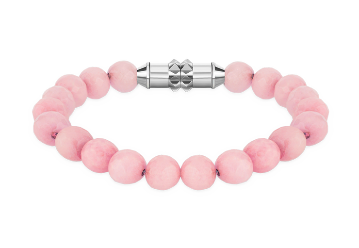 Police bracelet for women silver with Pink beads