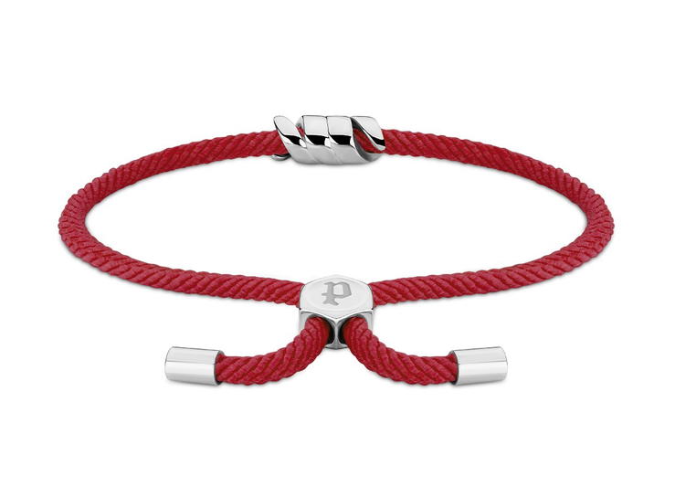 Police bracelet for women silver with red fabric 