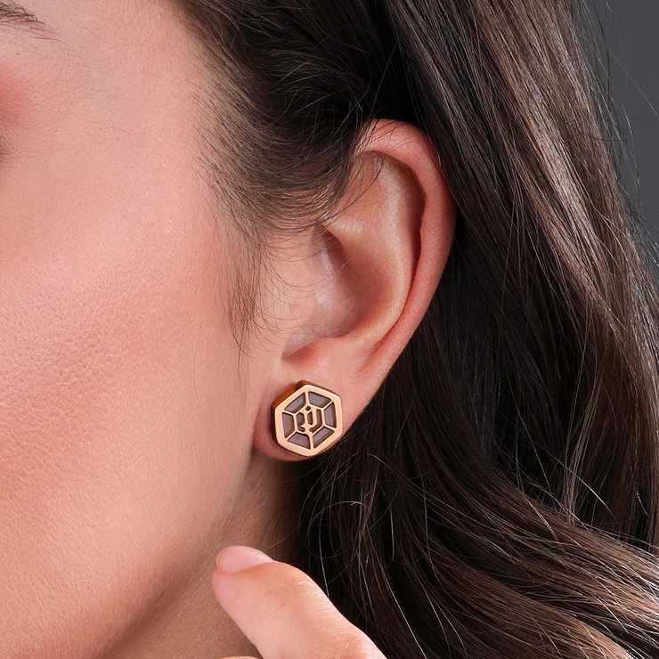 Police earring for women steel rose gold