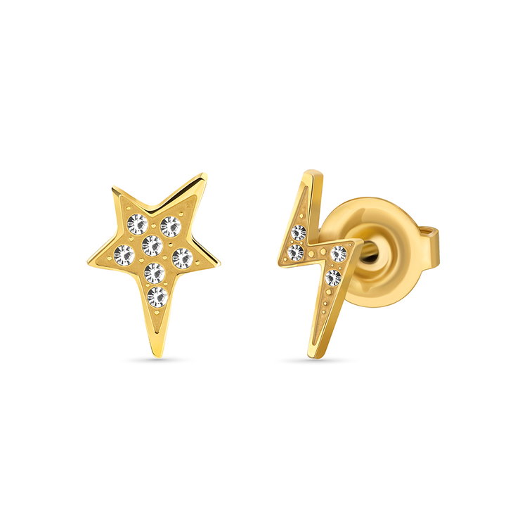 Police star earring for women stainless steel gold