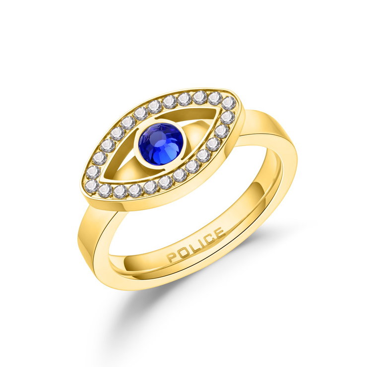 Police EYE ladies ring stainless steel gold with crystal size 52