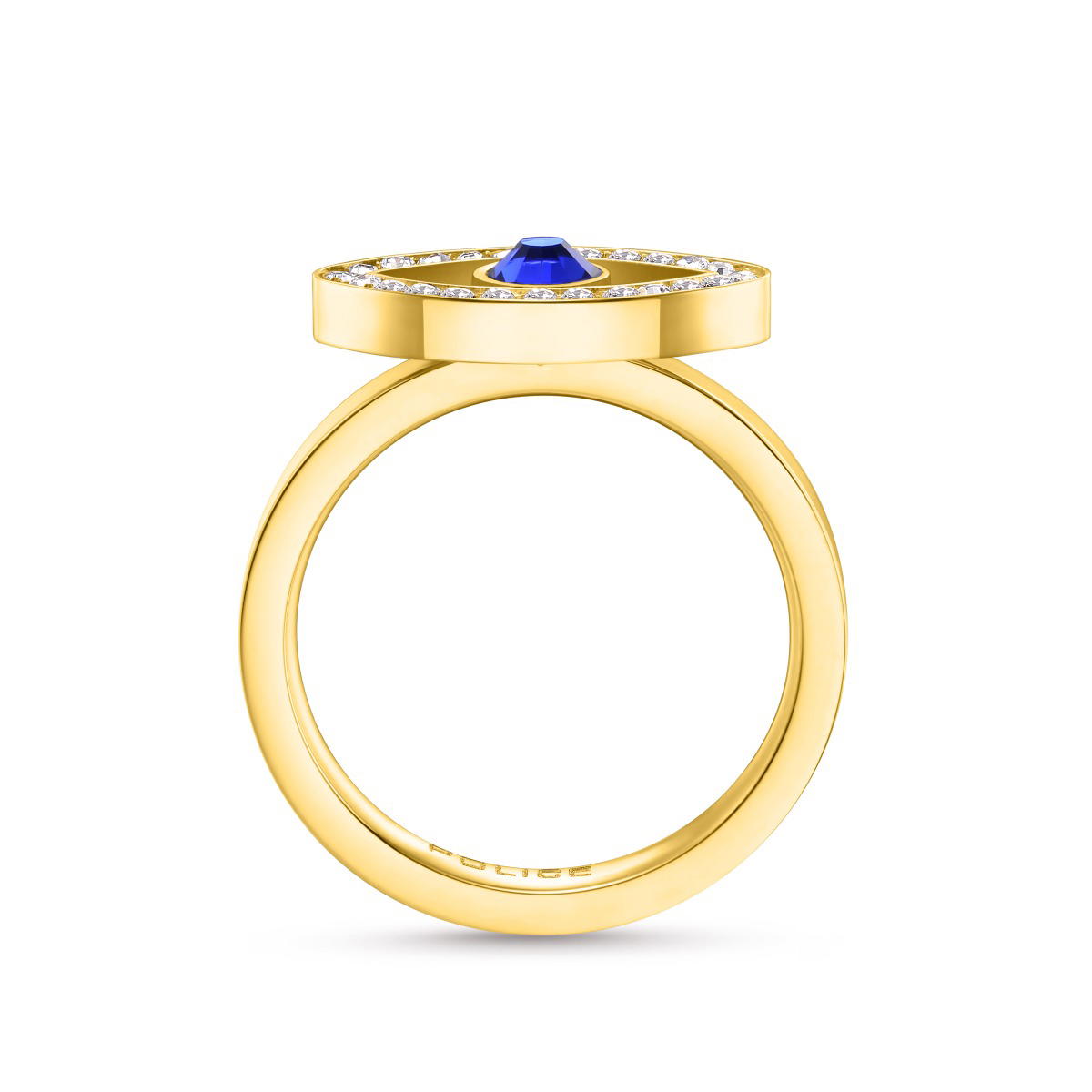 Police EYE ladies ring stainless steel gold with crystal size 52 