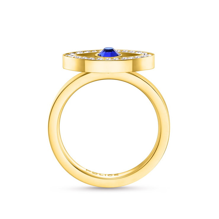 Police EYE ladies ring stainless steel gold with crystal size 52