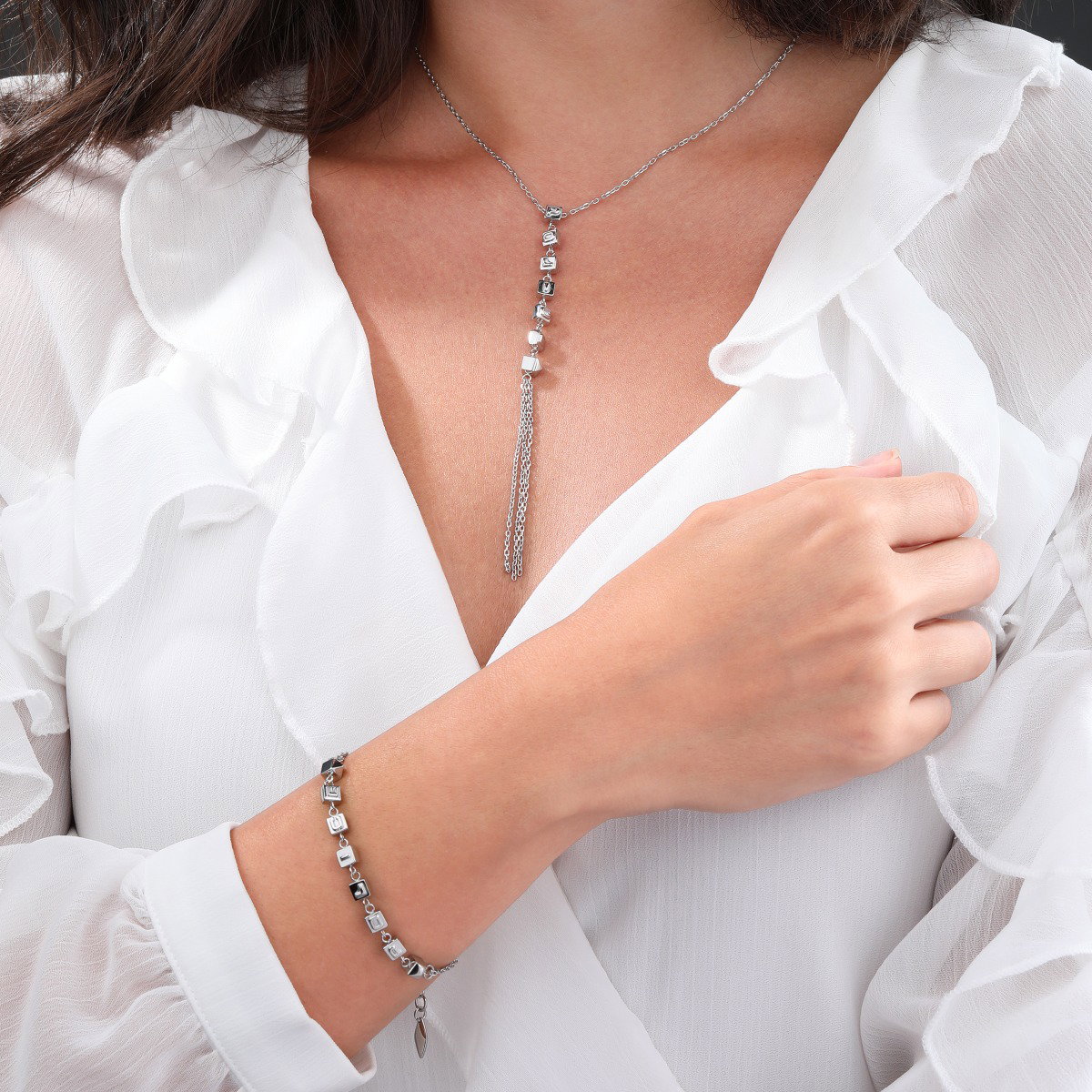 Police CUBET ladies necklace stainless steel silver 