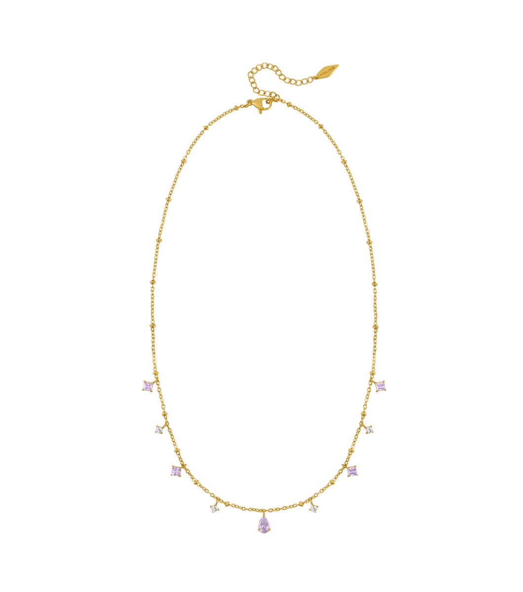 Police CLARITY Ladies Necklace Gold Plated with Purple