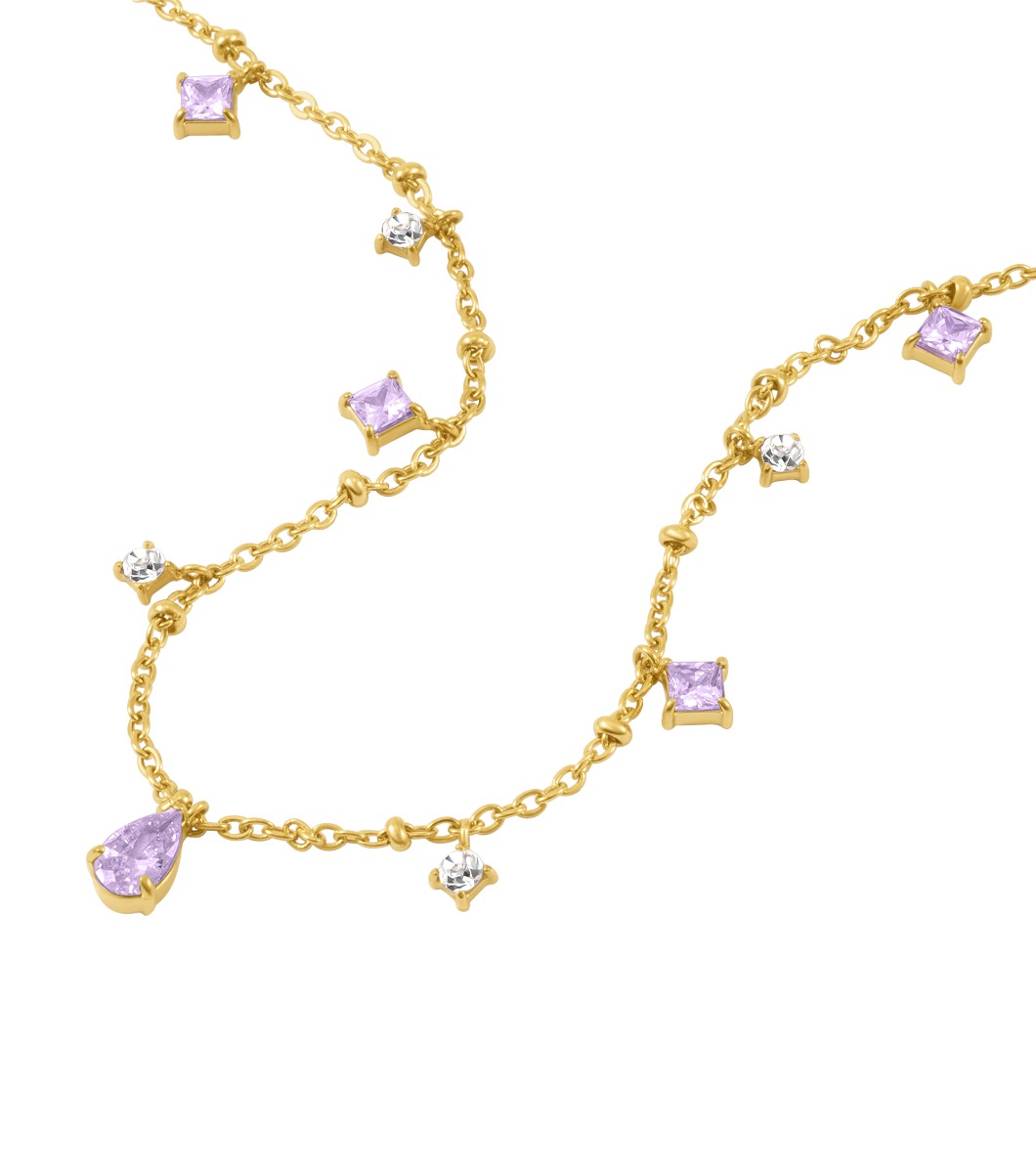 Police CLARITY Ladies Necklace Gold Plated with Purple