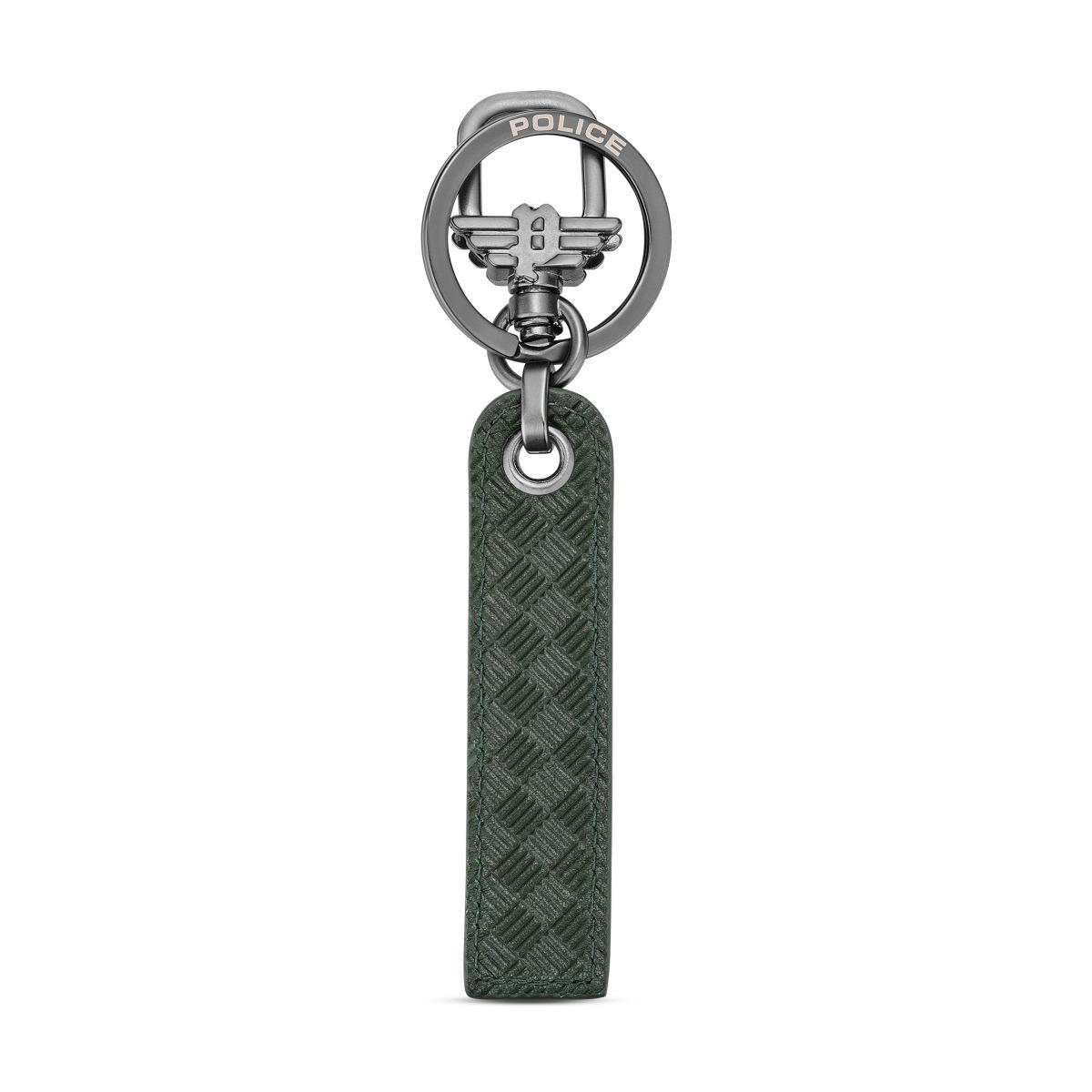 Police Men's Leather Keyring – Green Textured Strap