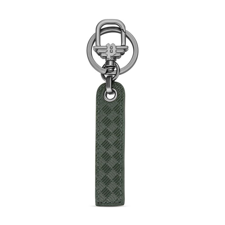 Police Men's Leather Keyring – Green Textured Strap