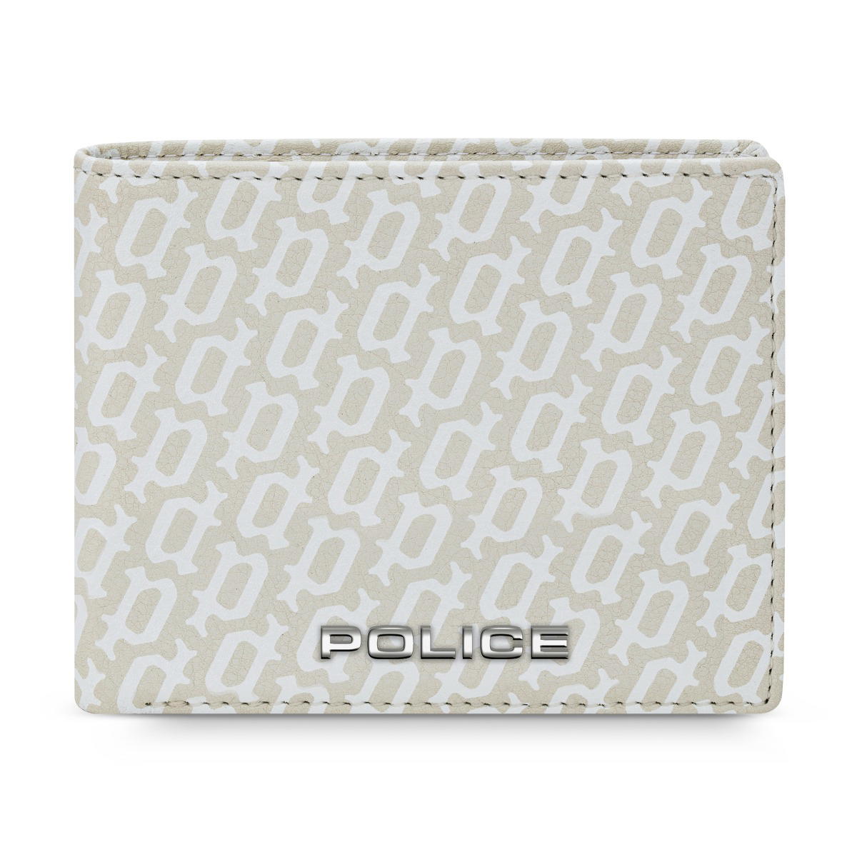 Police HALLMARK wallet for men 6cc Off white leather 