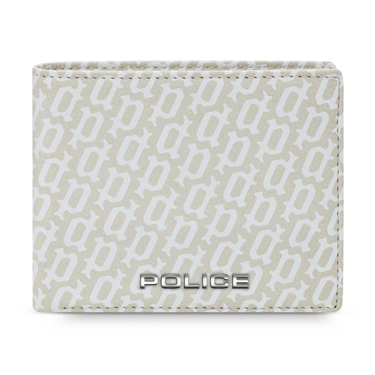 Police HALLMARK wallet for men 6cc Off white leather 
