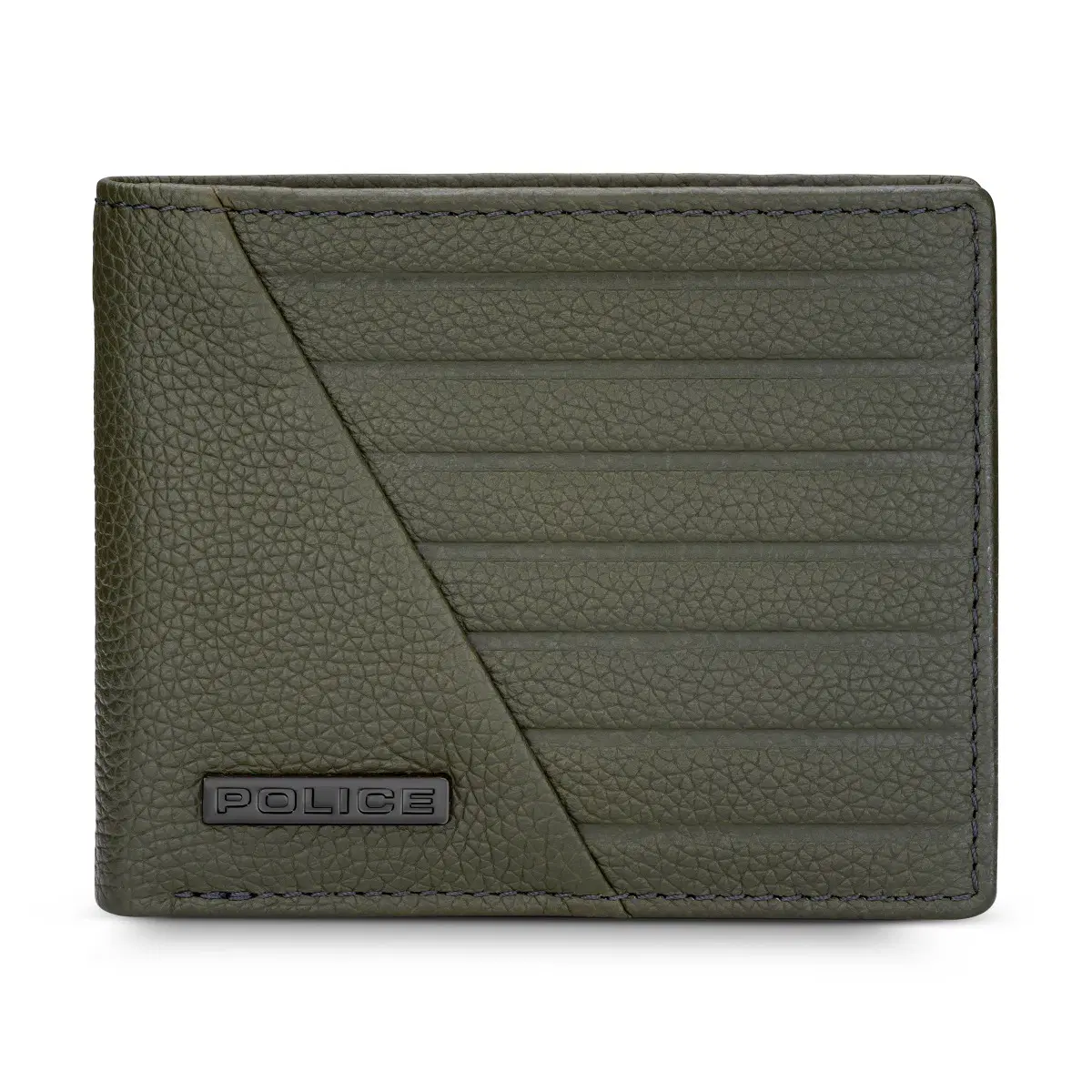Police Green Leather Wallet 6cc with Modern Design