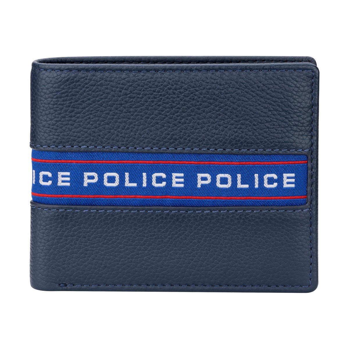 Police Blue Leather Wallet 8cc with Modern Design