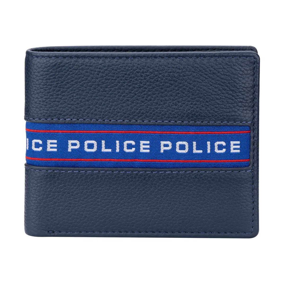 Police Blue Leather Wallet 8cc with Modern Design