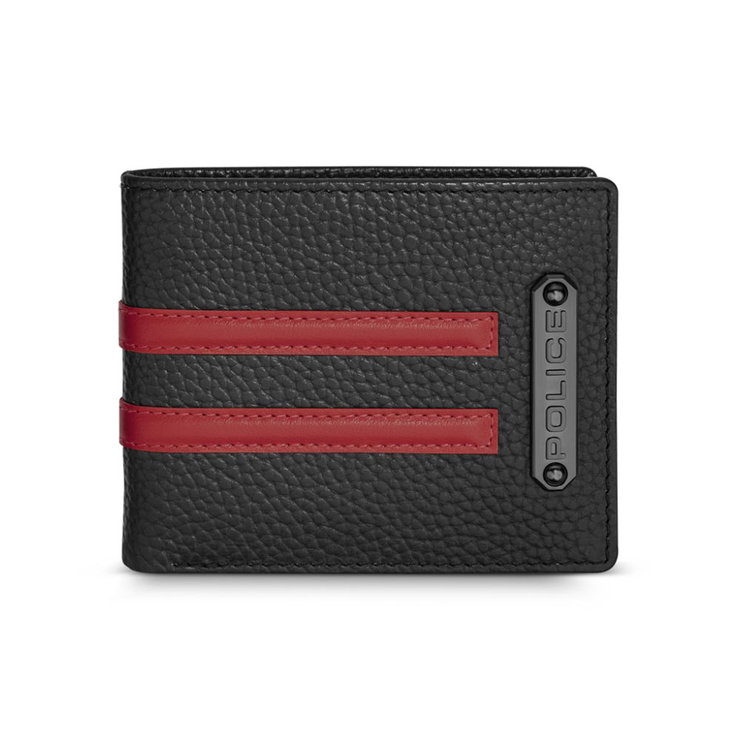 Police HORIPIP wallet for men 6cc black and red leather