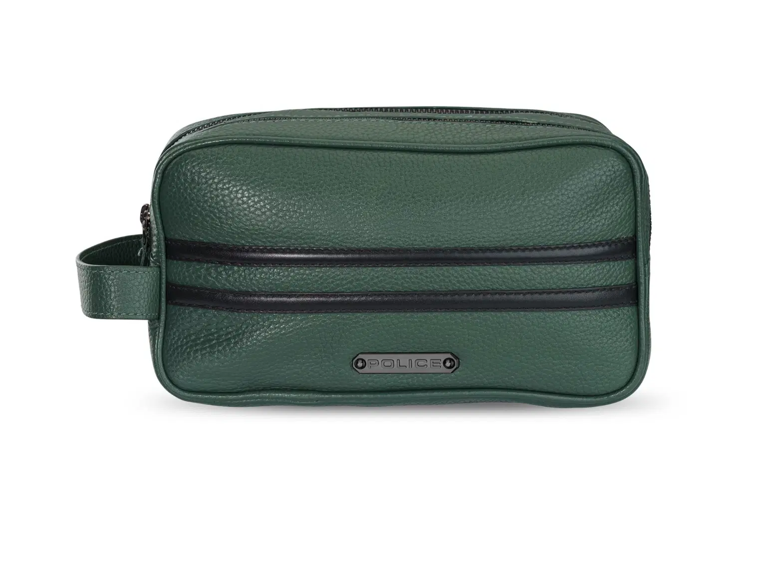 Police clutch bag for gent with green leather  