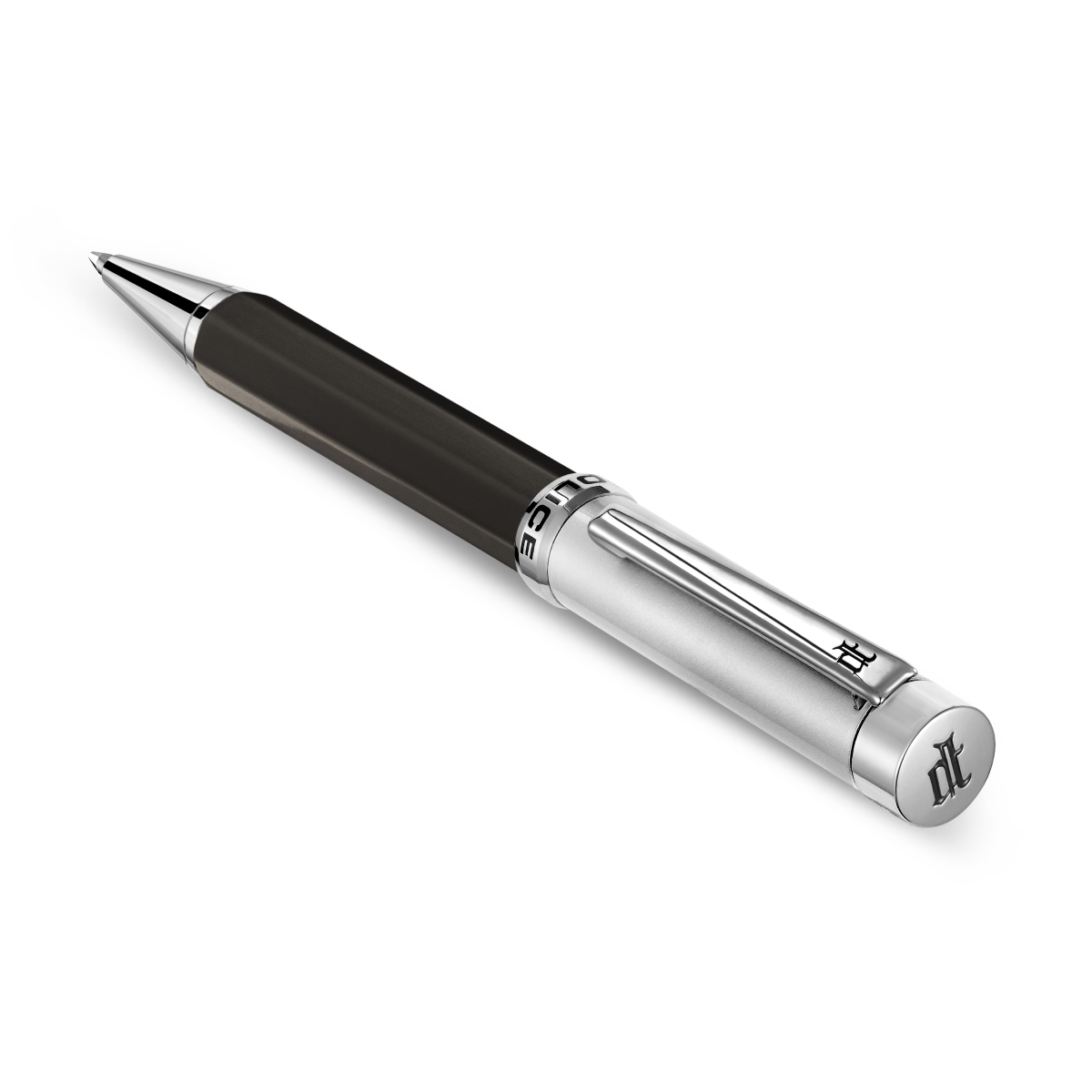 Police Silver Textured Ballpoint Pen & Black