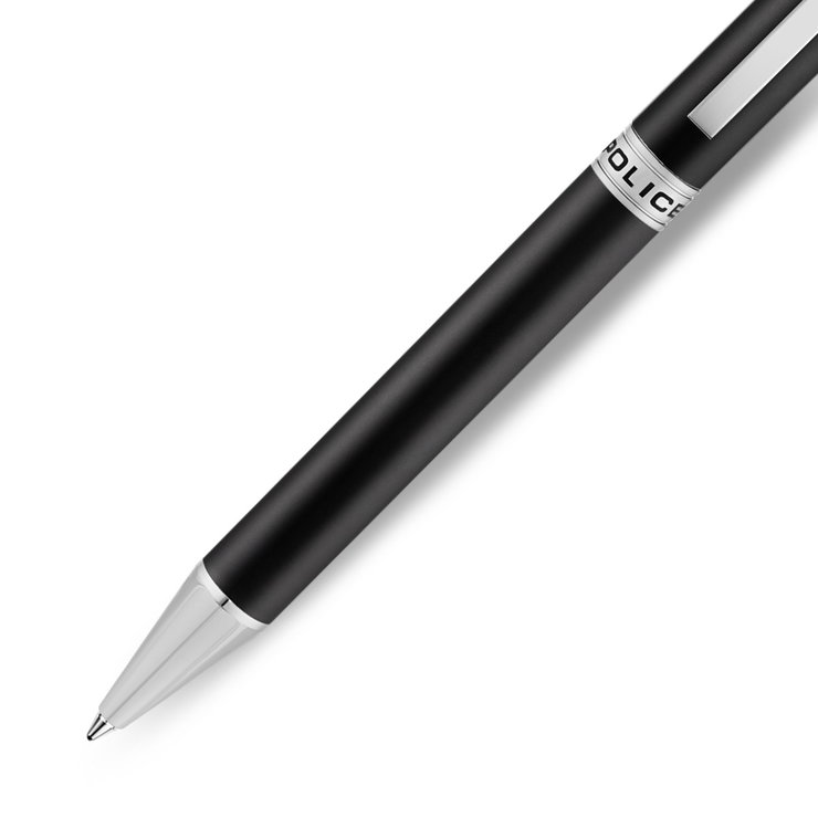 Police Felix Ballpoint Pen for Men Black and Silver