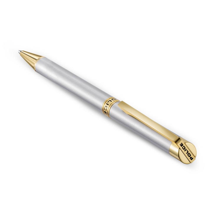 Police Felix Ballpoint Pen for Men Silver and Gold