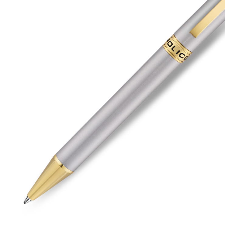 Police Felix Ballpoint Pen for Men Silver and Gold