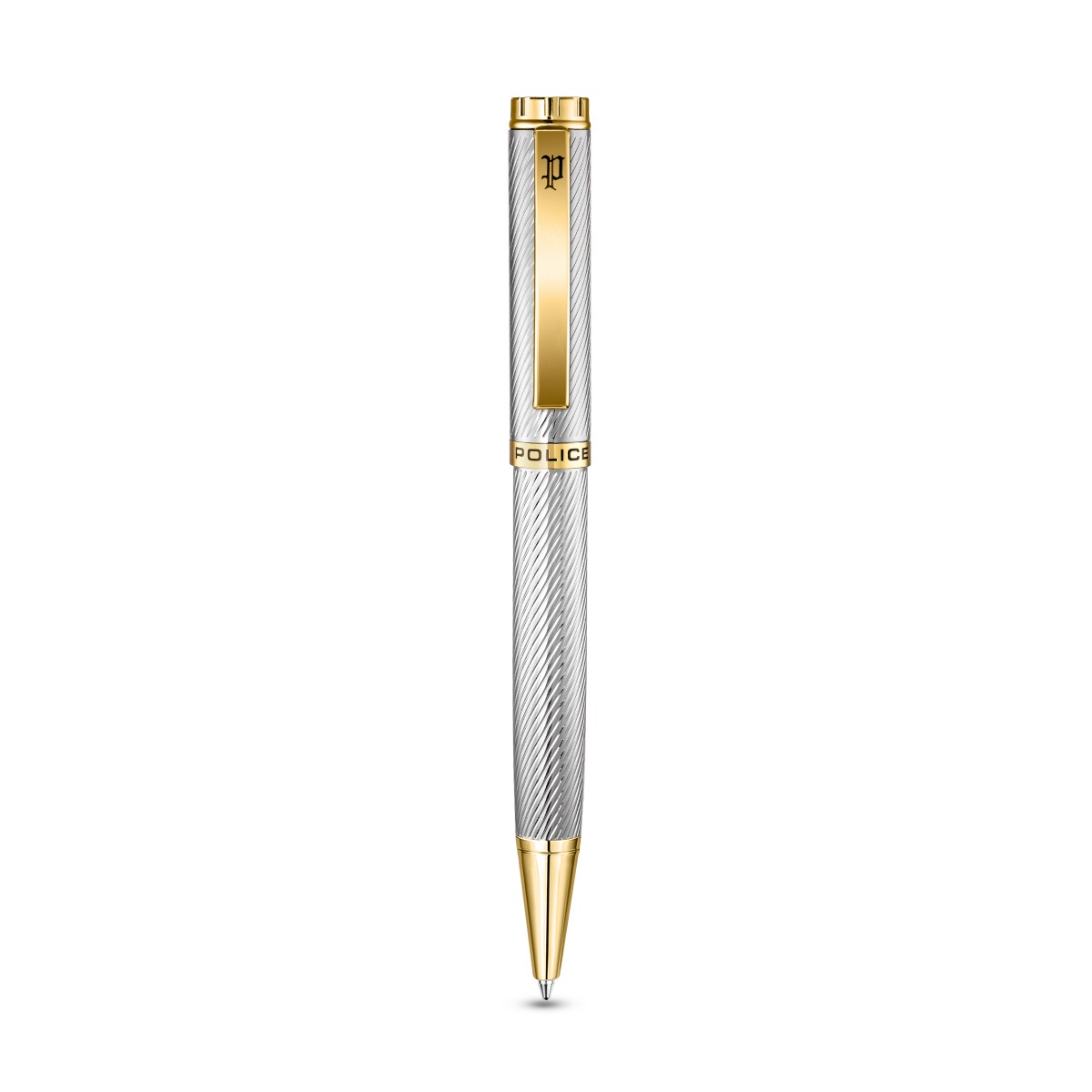 Police Cavolini Ballpoint Pen for Men Silver and Gold