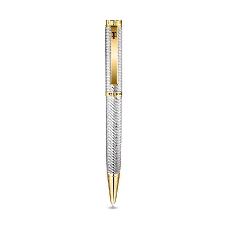 Police Cavolini Ballpoint Pen for Men Silver and Gold